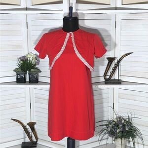 Vintage 60s 70s Red Mini Dress XS